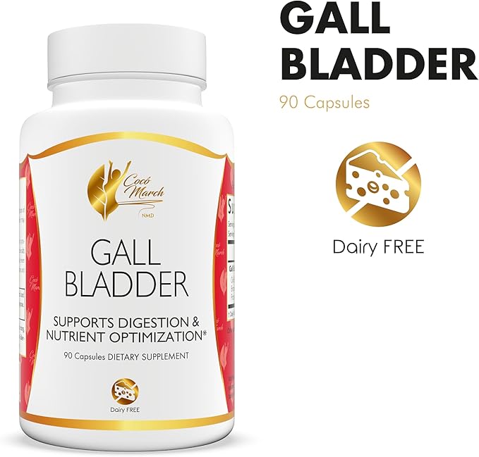 Coco March Gall Bladder Formula-Ideal After Gall Bladder Surgery-Gluten Free Soy Free Dairy Free Keto Friendly Paleo Friendly 90 Capsules-90 Servings Supports Digestion and Nutrient Optimization