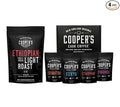 Gourmet Coffee Sampler Gift Box Set (Sumatra Dark Kenya AA Medium-Dark Rwanda Medium Natural Ethiopian Medium-Light) and Ethiopian Bright Light Roast Grade 1 Whole Coffee Bean 12oz Bag