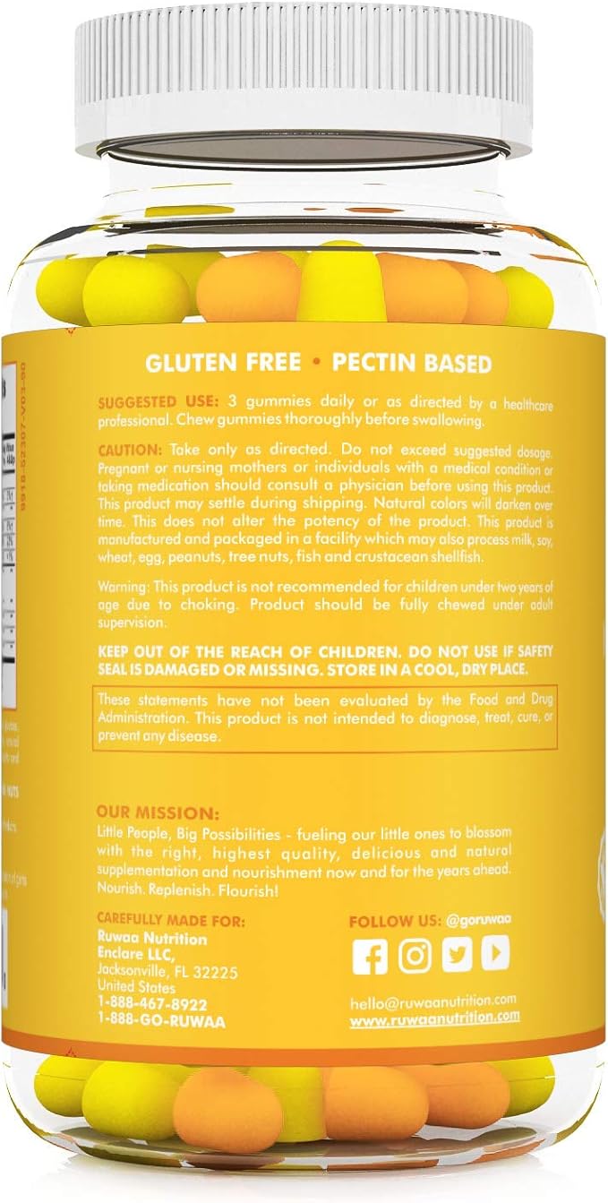RUWAA NUTRITION Kids Omega 3 Gummies DHA EPA Omega 3 Supplement Kids. No Fish Oil After-Taste Vegan Omega 3 6 9 + DHA Gummies &amp Vitamin C. Cognitive Health Focus Vision. Children Omega 3 540ct (