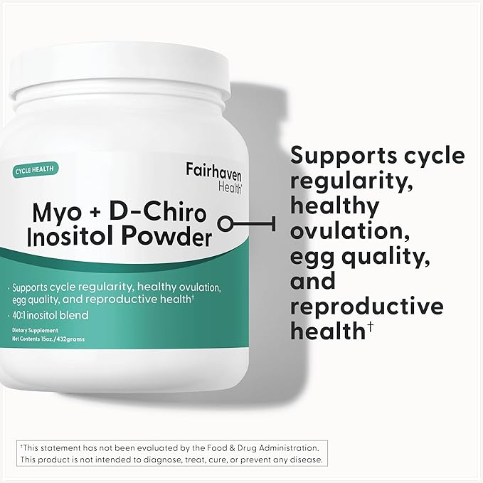 Fairhaven Health Myo-Inositol and D-Chiro Inositol Powder | 40:1 Ratio | Healthy Ovarian &amp Hormone Balance for Women* | Premium Vegan Supplement for Women | Non-GMO | 180 Servings