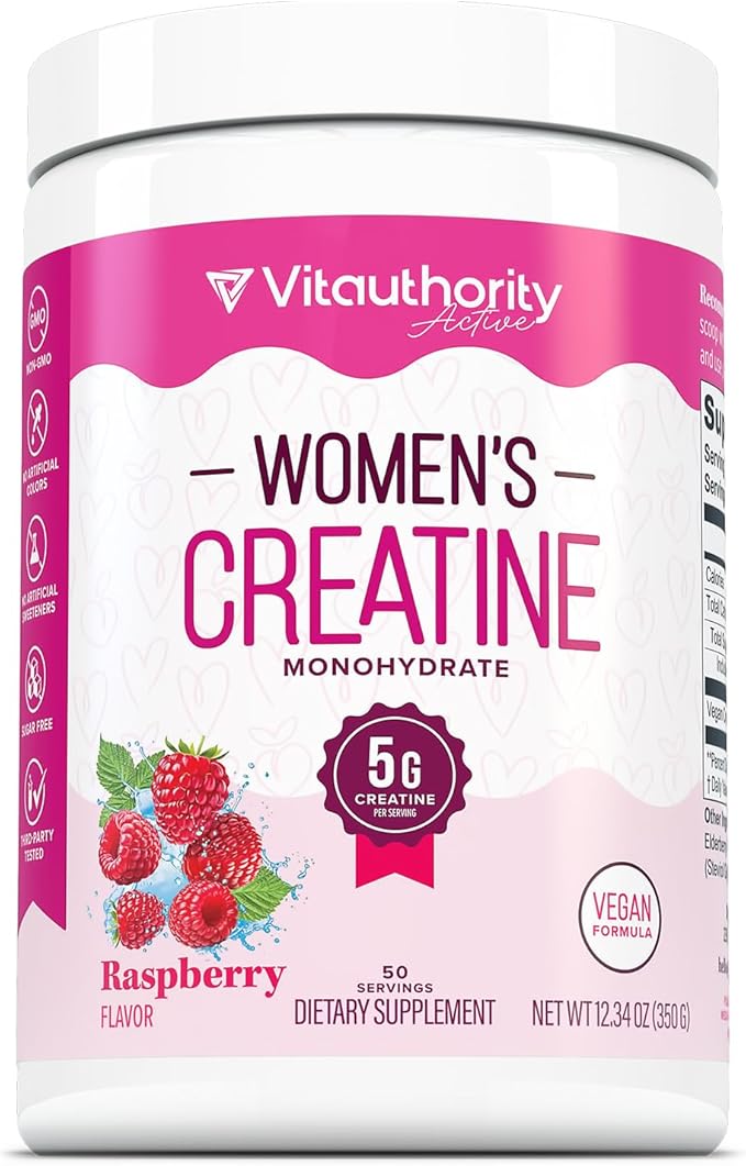 Micronized Creatine Monohydrate Powder – 5g per Serving Creatine Supplement | Support ATP Boost Strength Lean Muscle &amp Recovery | No Sugar Dyes or Fillers | Superior Mixing - Raspberry 50 Serv