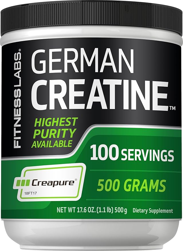 Fitness Labs German Creatine Monohydrate Powder | 500 Grams | Creapure Fitness Supplement | for Men &amp Women | Unflavored | 100 Servings