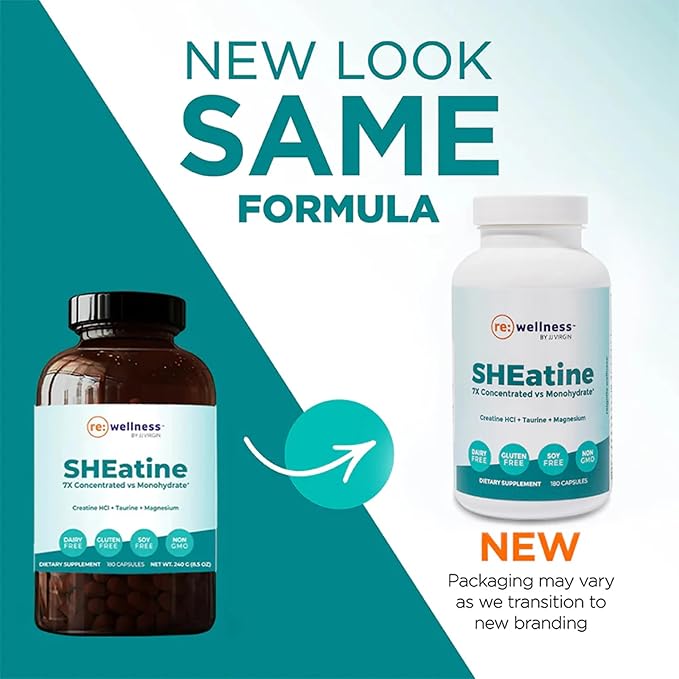 Reignite Wellness by JJ Virgin | SHEatine | Creatine HCL Taurine &amp Magnesium Glycinate | 180 Capsules
