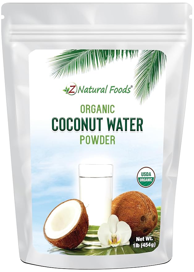 Z Natural Foods Organic Coconut Water Powder - Energy &amp Electrolyte Support - Perfect Pre/Post Workout - Vegan Gluten-Free Non-GMO Kosher NOT Freeze Dried Coconut Water Powder 1 lb