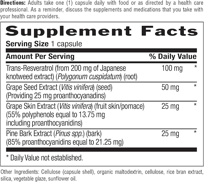 Country Life Resveratrol Plus 1000mg - Organic Antioxidant Supplement with Pine Bark &amp Grape Seed Extracts - Vegan Gluten-Free Non-GMO