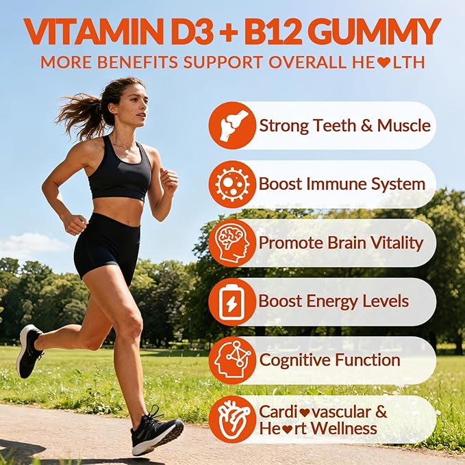 WEEVIT Vitamin D3 B12 Gummies Vitamin D 10000IU &amp 500mcg Methyl B12 with Vitamin A C K Calcium Magnesium Zinc for Women &amp Men Support Eye Bone Energy