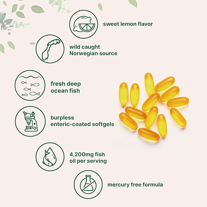 Micro Ingredients Omega-3 Fish Oil 4200 mg 240 Softgels &amp Multi Collagen Peptides Gummies Bundle Pack | Wild-Caught Fish Lemon Flavored Burpless | Type IIIIIIVX Protein