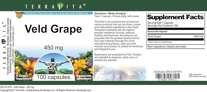 Veld Grape - 450 mg (100 Capsules ZIN: 521570) - 3 Pack