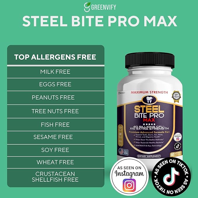 Steel Bite Pro Max Probiotic Supplement 40 Billion CFU 60 Capsules 30 Day Supply (3)