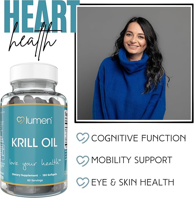 Lumen Naturals Krill Oil for Women – with EPA DHA &amp Phospholipids – 180 Softgels – 60 Servings – Non-GMO Gluten-Free and Made for Daily Wellness Support (180 Count (Pack of 1))
