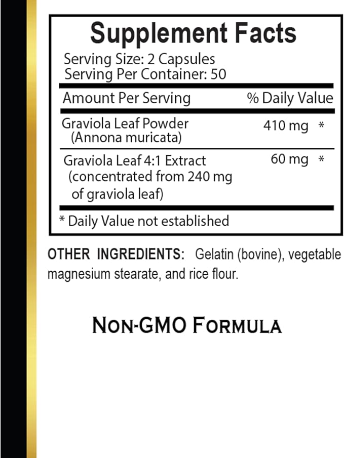 Graviola Extract - Promotes Flora Balance Immune Support Supplement Graviola for Digestion Natural Energy Booster Graviola for Immune Health - 2 Bottles 200 Capsules