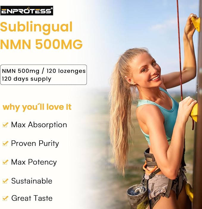 Sublingual NMN 500mg Max Absorbency &amp Fast-Acting NMN Supplement（240-Day Supply） 99% Pure NMN (Nicotinamide Mononucleotide) for NAD Cell Immune Energy Muscle Anti-Aging Longevity 240 Loze