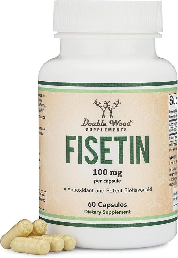 Fisetin Supplement - 100mg of Bioactive Flavnonols 60 Count (Bioflavonoid Polyphenols Supplement Similar to Apigenin Luteolin and Quercetin) Aging Support Senolytic by Double Wood (Pack of 2)
