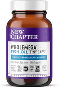 New Chapter Wholemega Fish Oil Supplement Tiny Capsules 2000mg per Serving Clinically Proven Wild Alaskan Salmon Oil with Omega-3 + Vitamin D3 + Astaxanthin 500mg per softgel - 180 Count