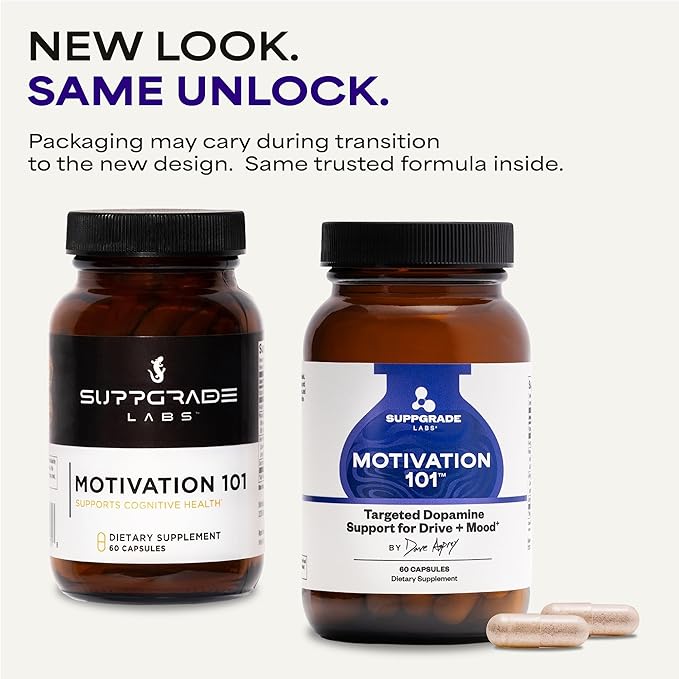 Motivation 101 by Dave Asprey | Targeted Dopamine Support for Drive + Mood | Supports Focus Memory Learning Balanced Moods and Positive Mental Outlook | 30 Day Supply