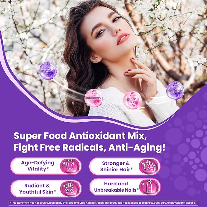 Sugar Free Collagen Peptide Filled Gummies 1 Pack + Fiber Gummies for Adults 2 Pack