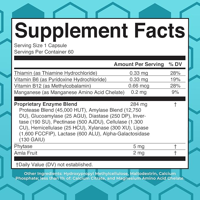 MaryRuth Organics Digestive Enzymes | Up to 2 Month Supply | Vegan Digestive Health Aid and Gut Health Enzyme Complex | Over 12 Enzymes | Vitamins B6 &amp B12
