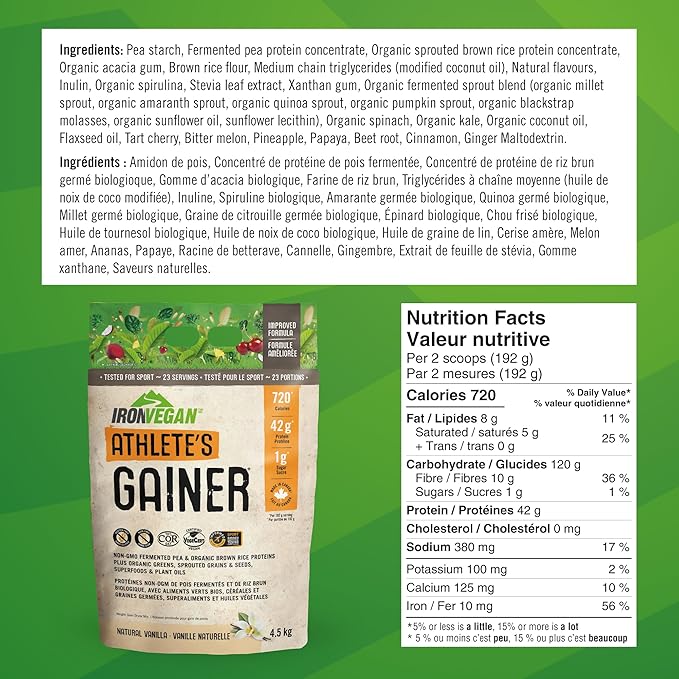 Iron Vegan - Athlete's Gainer Vanilla 10 lbs (4.5 kg)