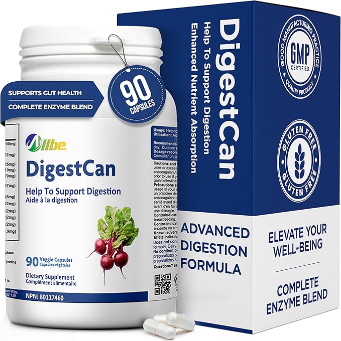 DigestCan - Digestive Enzymes Supplement (120g) Probiotics for Digestive Comfort &amp Gut Health Advanced Enzyme Formula for Men &amp Women Gluten-Free &amp Vegan Friendly - 90 Capsules