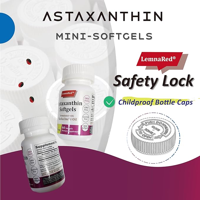 Free-Form Astaxanthin 6mg Softgel-60 Softgels Dietary Supplement Strongest Antioxidant Immune Supports Supports EyeJoint &amp Skin Health Formulated with Sacha Inchi Oil