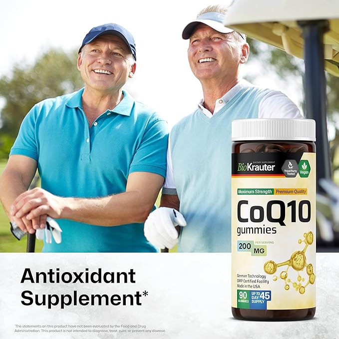 BIO KRAUTER® CoQ10 200mg for Energy Production - Coenzyme Q10 for Antioxidant &amp Daily Wellness - Vegan 90 CoQ10 Gummies 45-Day Supply - Non-GMO Banana Flavor
