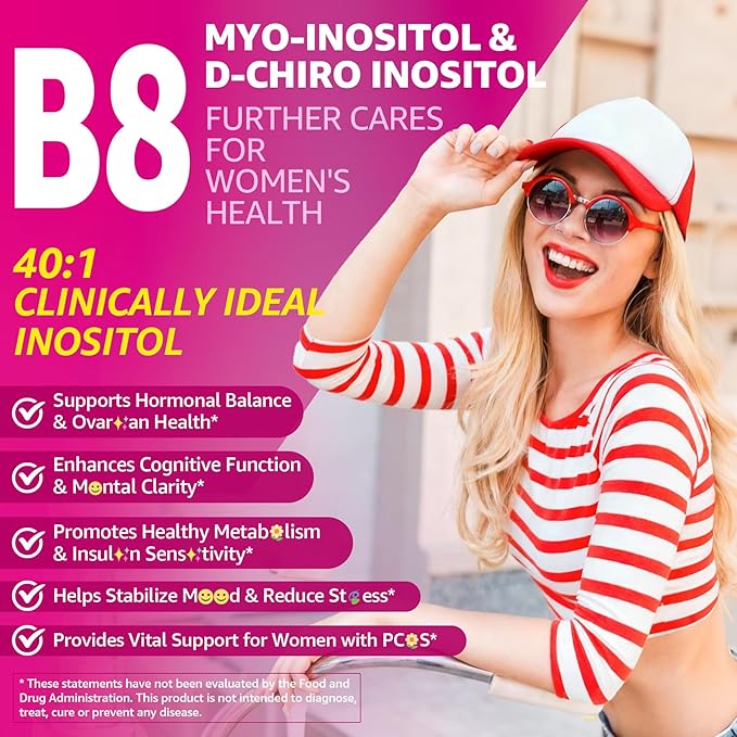 Myo-Inositol &amp D-Chiro Ideal 40:1 Inositol + Omega-3(3:1) Gummies Hormone Balance for Women | Sugar Free Inositol Gummies w/Omega 3 DHA:EPA (3:1) Inositol Supplement for Cycle Health Vegan 60