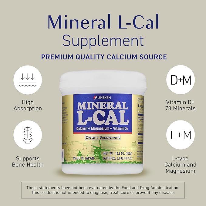 Mineral L-Cal Calcium with Vitamin D3 12 Month Supply Water Soluble Ball Format with Magnesium &amp Minerals Fast Absorbing Calcium Magnesium D3 Supplement 3600 Balls per Bottle 360g Pack of 2