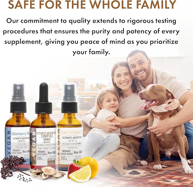 Antioxidant Powerhouse Bundle - Elderberry Raw Vitamin C Mushroom Complex - Nutriments Phytonutrients &amp Cognitive Well-Being All in One Package - Multivitamins - 2 Fl Oz - 240 Days Supply