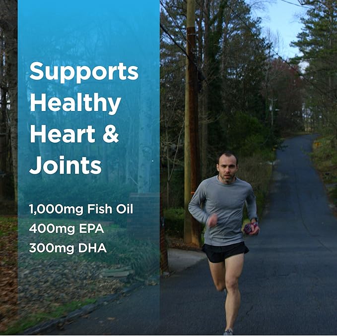 Runner Omega 3 Fish Oil | Helps Support Heart &amp Joint Health for Running with Omega- EPA &amp DHA | 1400 mg 1 Month Capsules for Men and Women | Triple Strength Nutritional Sport Supplement