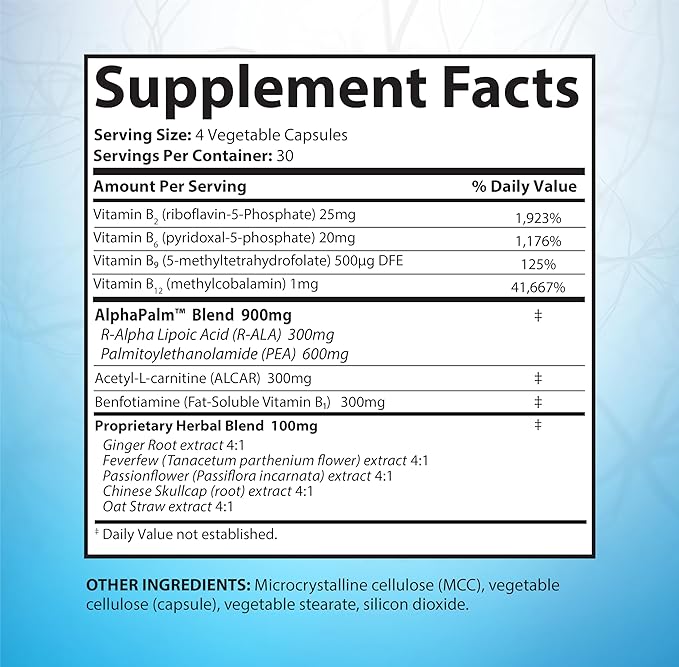 SciatiEase Sciatic Nerve Health Support Supplement - Nerve Support Formula with AlphaPalm Pea Vitamin B Complex Alpha Lipoic Acid 300mg - 120 Capsules