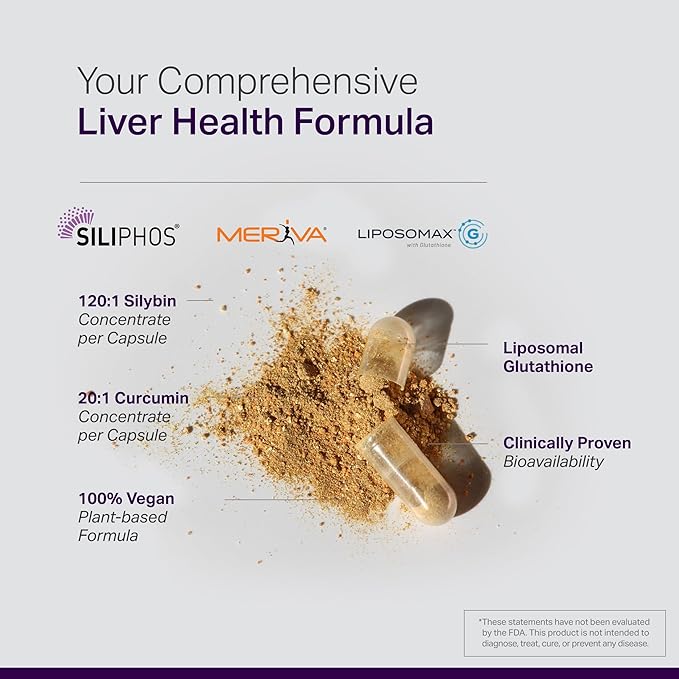 Vital Liver Health Formula - Milk Thistle Supplement for Antioxidant Support Wellness Maintenance &amp Rapid Absorption - Non-GMO Gluten-Free Plant-Based - 60 Veggie Capsules