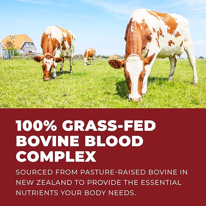 Left Coast Performance Grass Fed Bovine Blood and Beef Liver Supplement –100% Grass Fed New Zealand Pasture Raised Beef Organs - Natural Blood Builder Non GMO Freeze Dried –180 Capsules