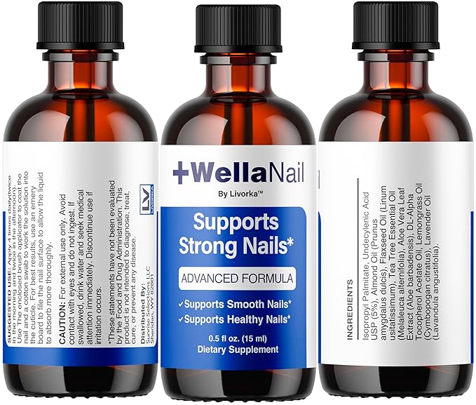 (2 Pack) WellaNail Drops - Official Wella Nail Advanced Liquid Drop Supplement - Maximum Strength All Natural WellaNail Premium Support for Overall Health &amp Wellness Reviews 2 Bottles for 2 Mont