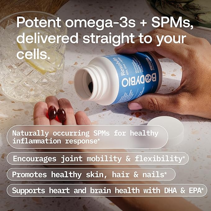 BodyBio Resolvin - Specialized Pro-resolving Mediators SPMs with Herring Caviar Extract - Support Healthy Inflammation Response Skin Repair Joint Comfort &amp Brain Health