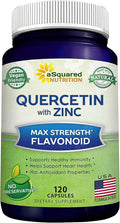 aSquared Nutrition Quercetin 1000mg with Zinc Supplement - 120 Capsules - Quercetin Dihydrate with Black Elderberry &amp Zinc - Max Strength Powder Complex Pills to Help Improve Immune Response