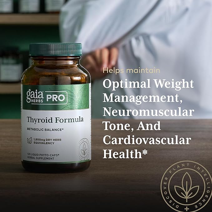 Gaia Herbs Pro Thyroid Formula - Supports Cardiovascular &amp Metabolic Health - with Ashwagandha Root Schisandra Berry Kelp &amp Brown Seaweed - Vegan &amp Gluten-Free - 120 Liquid Phyto-Caps (6