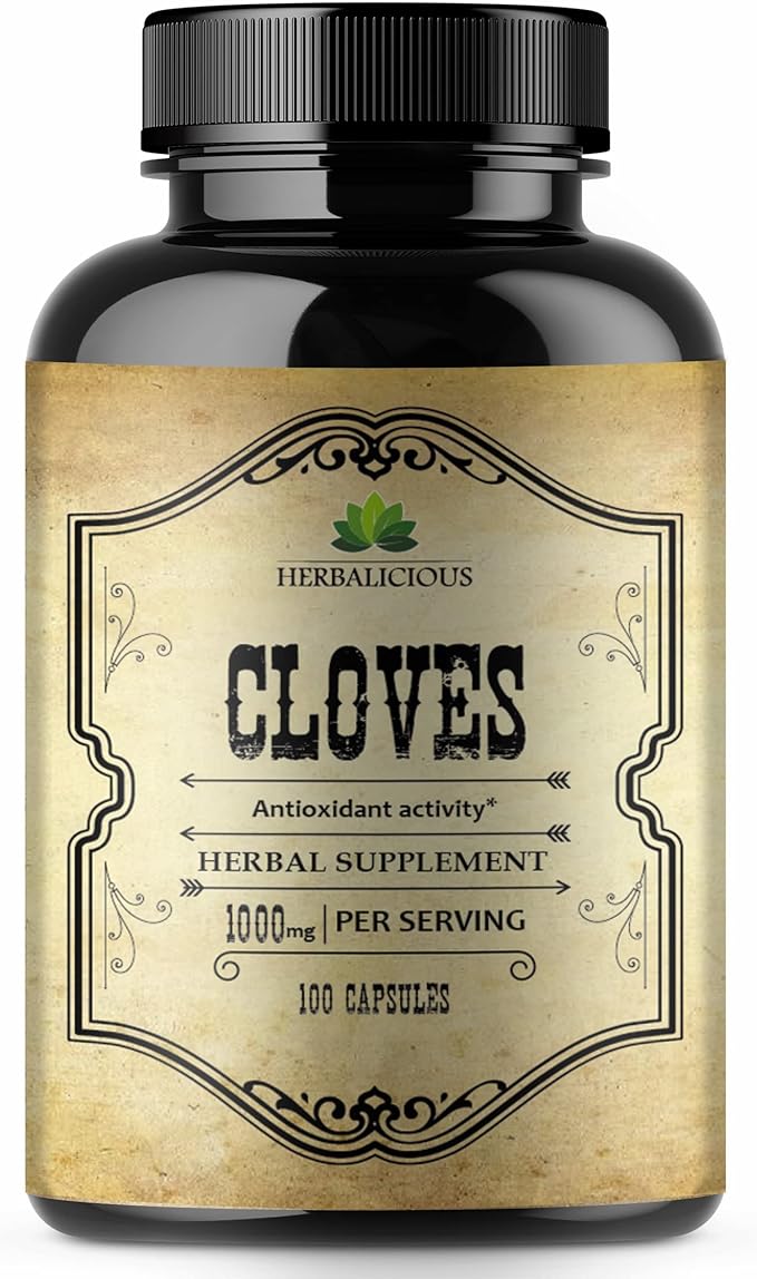 Cloves Capsules - Natural Dietary Supplement - Rich in Vitamins Minerals Manganese Fiber - May Help Strengthen Bones Promote Digestive Function Antioxidant Support - 100 Caps