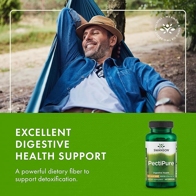 Swanson PectiPure Modified Citrus Pectin-Supports Digestive Health and Cellular Health-Delivers Minimum of 82% Galacturonic Acid-Natural Wellness Supplement (60 Capsules 600mg Each) (Pack of 2)