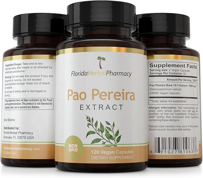 Florida Herbal Pharmacy Pao Pereira Bark Extract Supplement Capsules