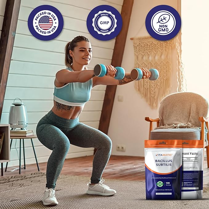 Vitamatic Bacillus Subtilis Pure Powder Probiotic Powder - Gut Health - 100 Gram - 100 Servings