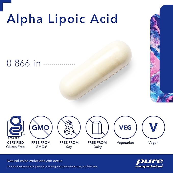 Pure Encapsulations Alpha Lipoic Acid 200 mg - 200mg ALA - Liver &amp Antioxidant Support* - for Nerve Health &amp Carb Metabolism - Vegan &amp Non-GMO Supplement - 120 Capsules