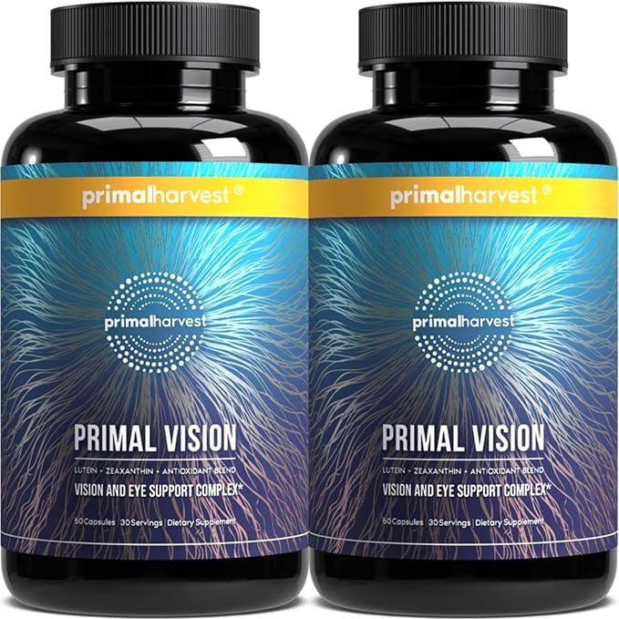 Primal Harvest Primal Vision with Lutein Zeaxanthin Vitamin A and Zinc for Eye Health Blue Light Support and Visual Clarity 2 Pack