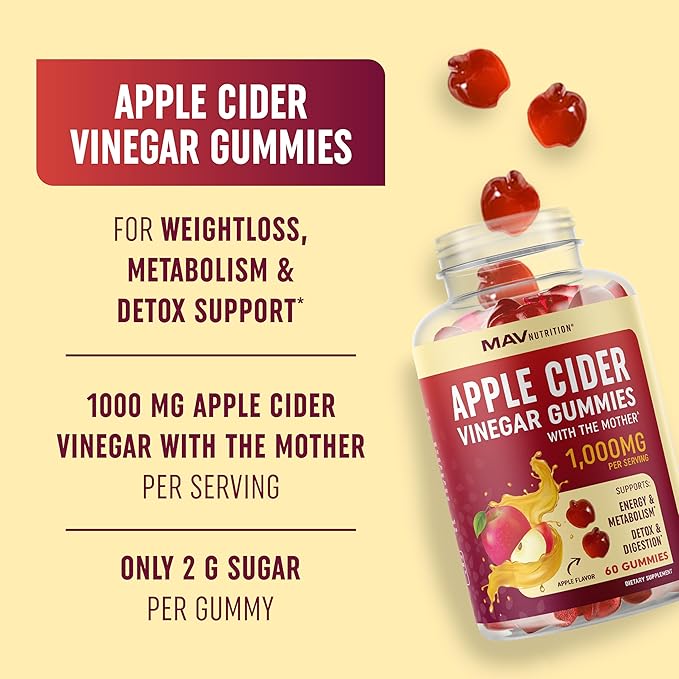 MAV NUTRITION Night Time Fat Burner Gummies and Apple Cider Vinegar Gummies | Nighttime Metabolism Boost &amp Weight Management Gummy Bundle | 30 Servings Each