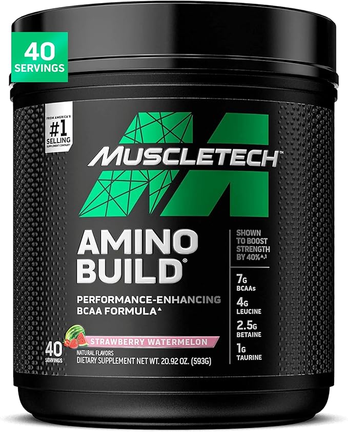 MuscleTech | BCAA Amino Acids + Electrolyte Powder | 7g of BCAAs + Electrolytes Support | Build Lean Muscle &amp Boost Endurance | Strawberry Watermelon | 593 grams | 40 servings