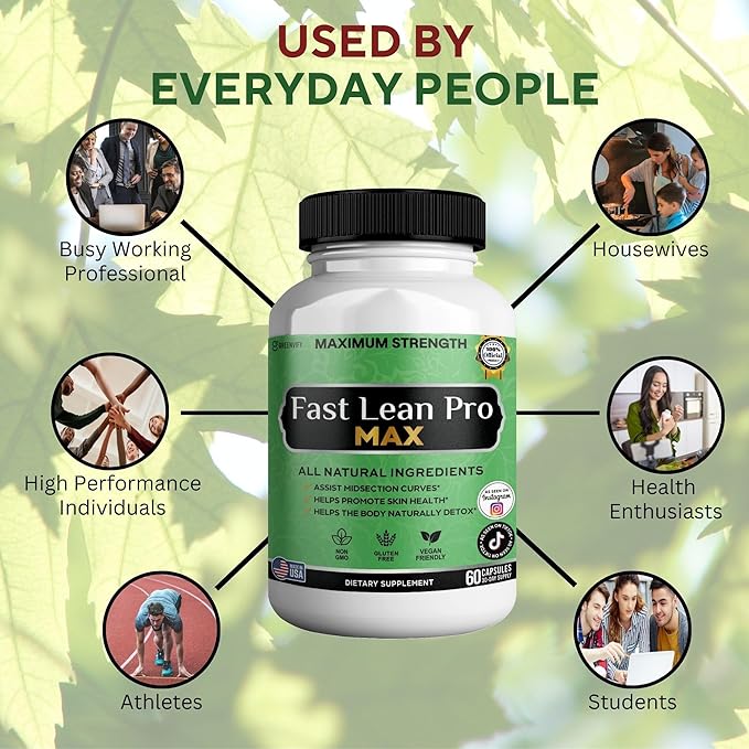 Fast Lean Pro Max Natural Dietary Supplement 60 Capsules 30-Day Supply All Natural Ingredients Vegan Friendly (1)