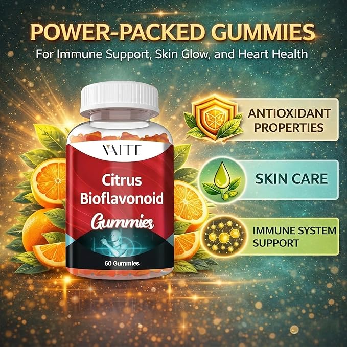 VAITE Citrus Bioflavonoid Complex Supplement 1000mg – Antioxidant Properties Citrus-Derived Bioflavonoids Sugar-Free Chewable Formula Non-GMO Gluten-Free Soy-Free Daily Use 60 Gummies