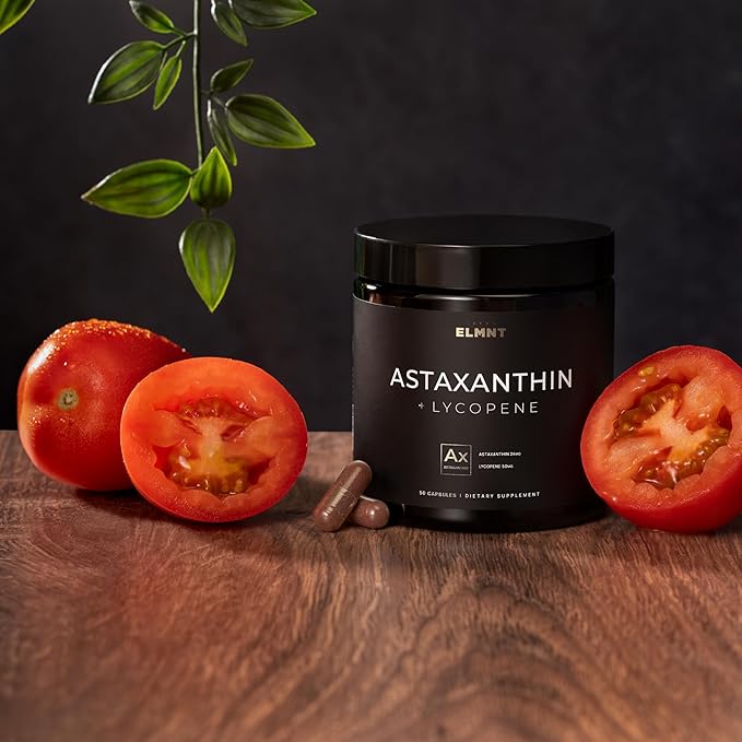Astaxanthin 24mg + Lycopene 50mg Clinical Strength Carotenoids Skin Supplement w. 100% Natural from MicroAlgae - Best Astaxanthin Supplements for Skin Health &amp Pigmentation - Astaxantina