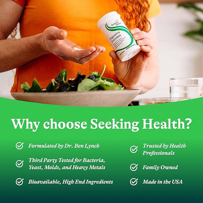 Seeking Health Digestive Enzymes- Enzymes for Protein carbohydrates fats Lactose and starches to Support Healthy Digestion- 60 Capsules