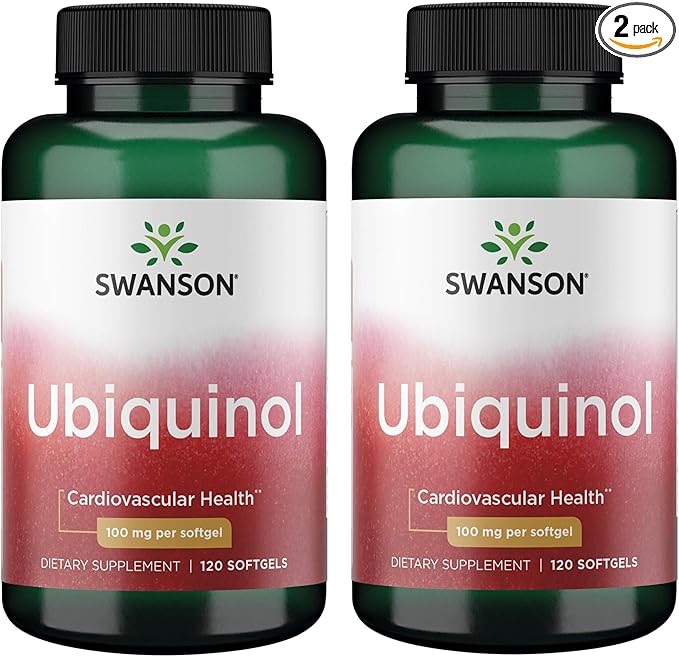 Swanson Ubiquinol - 100 mg - for Heart Health Brain Energy &amp Antioxidant Support - Aids ATP Production* - Non-GMO - 120 Softgels (2 Pack)