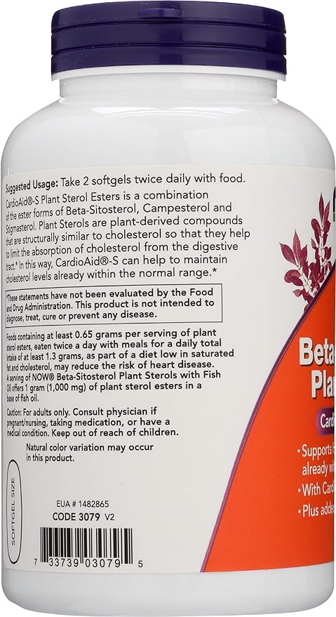 NOW FOODS SPO Beta-Sitosterol Plant Sterols with Fish Oil 180 Count